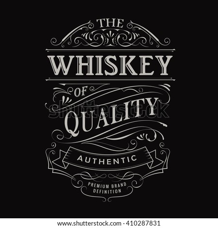 whiskey label hand drawn vintage typography stock vector royalty