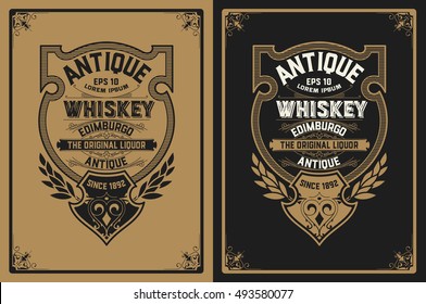 Whiskey label with old frame