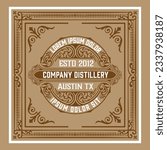 Whiskey label with old frames