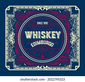 Whiskey label with old frames