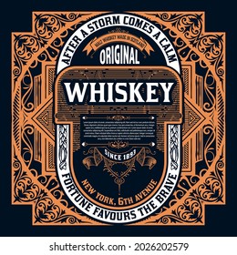 Whiskey label with old frames