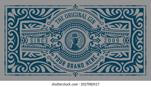 Whiskey label with old frames