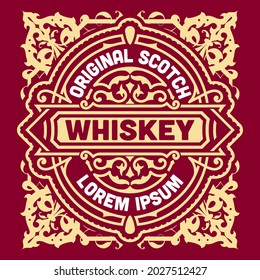 Whiskey label with old frames