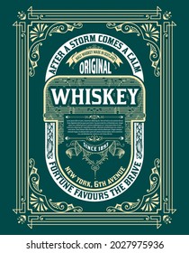 Whiskey label with old frames