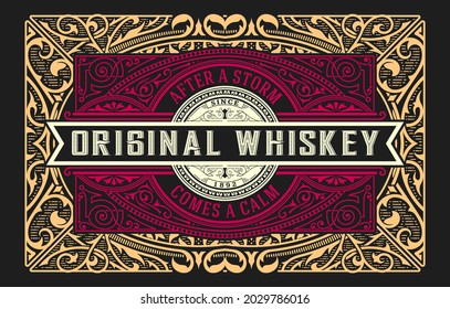Whiskey label with old frames