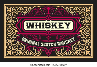 Whiskey label with old frames