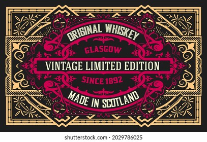 Whiskey label with old frames