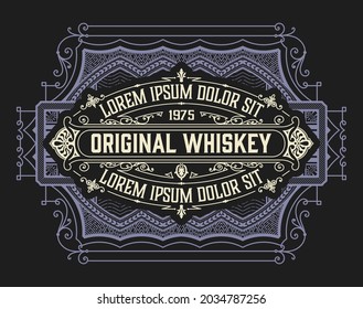 Whiskey label with old frames