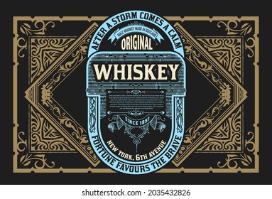 Whiskey label with old frames