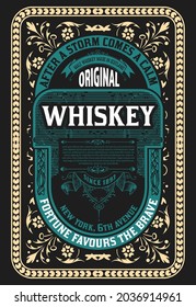 Whiskey label with old frames