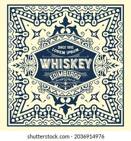 Whiskey label with old frames