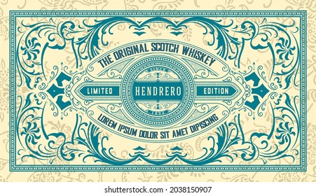 Whiskey label with old frames