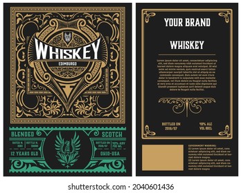 Whiskey label with old frames