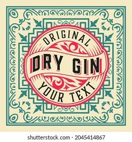 Whiskey label with old frames