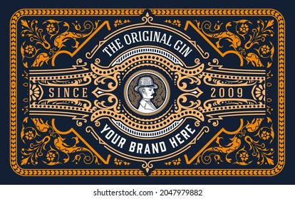 Whiskey label with old frames