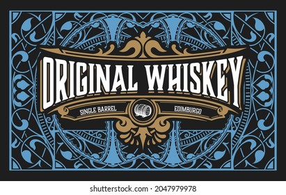 Whiskey Label With Old Frames