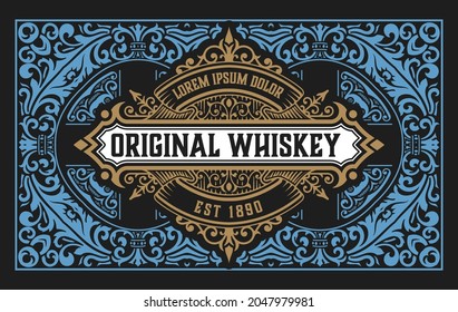 Whiskey label with old frames
