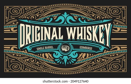 Whiskey label with old frames