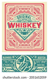 Whiskey label with old frames