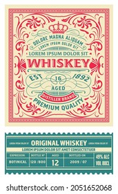 Etiqueta Whiskey con marcos antiguos