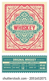 Whiskey label with old frames