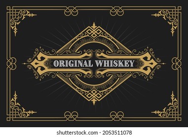 Whiskey label with old frames