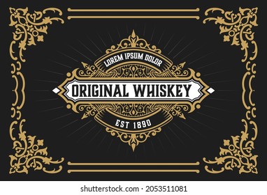 Whiskey label with old frames