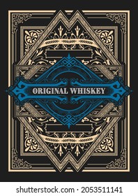 Rótulo Whiskey com molduras antigas