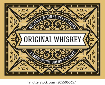 Whiskey label with old frames