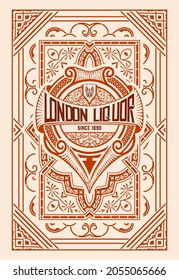 Etiqueta Whiskey con marcos antiguos
