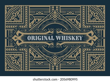 Whiskey label with old frames