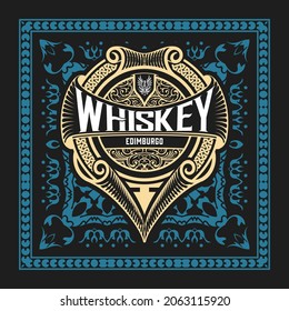 Whiskey label with old frames