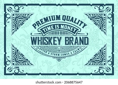 Whiskey label with old frames