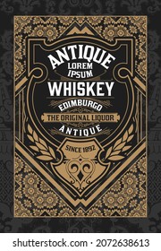 Whiskey label with old frames