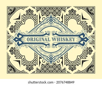 Whiskey label with old frames
