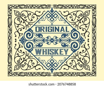Whiskey label with old frames