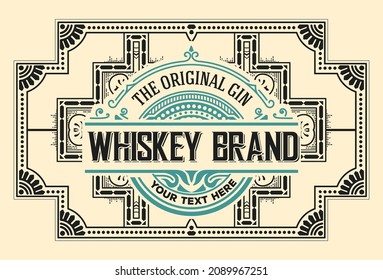 Whiskey label with old frames