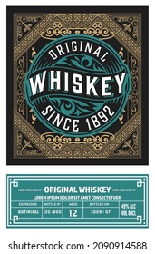 Whiskey label with old frames