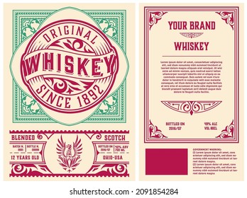 Whiskey label with old frames