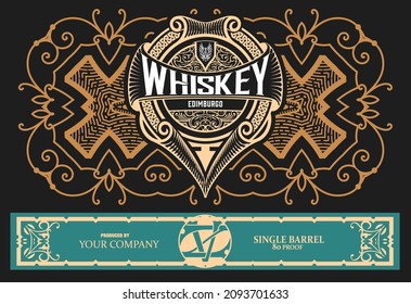 Whiskey label with old frames