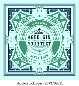 Whiskey label with old frames