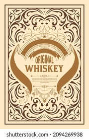 Whiskey label with old frames
