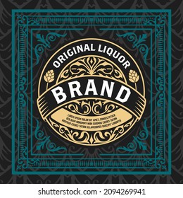 Whiskey label with old frames