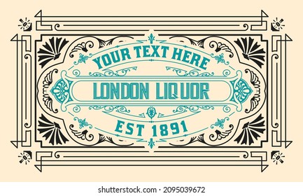 Whiskey label with old frames