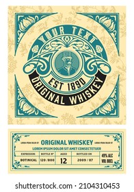 Whiskey label with old frames