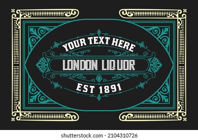 Whiskey label with old frames