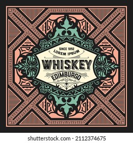 Whiskey label with old frames