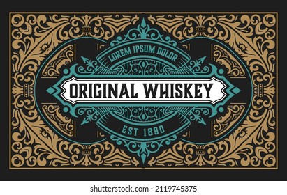 Whiskey label with old frames