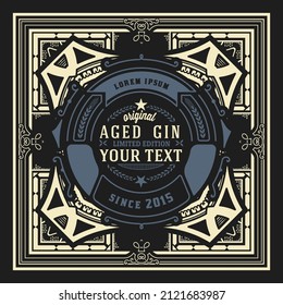 Whiskey label with old frames