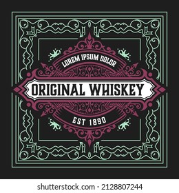 Whiskey label with old frames
